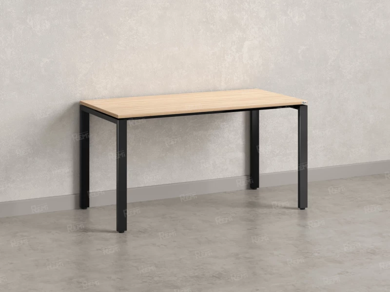 Стол прямой на П-образных опорах 2000x600x750 RM001-20x6 Вяз Швейцарский светлый/Черный