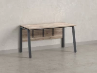 Стол прямой, Л-опора, экран ЛДСП,парящая стол-ца 1400x600x750 RM009-14x6 Дуб Маувелла/Серый