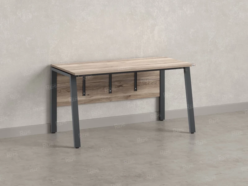 Стол прямой, Л-опора, экран ЛДСП,парящая стол-ца 1400x600x750 RM009-14x6 Дуб Маувелла/Серый