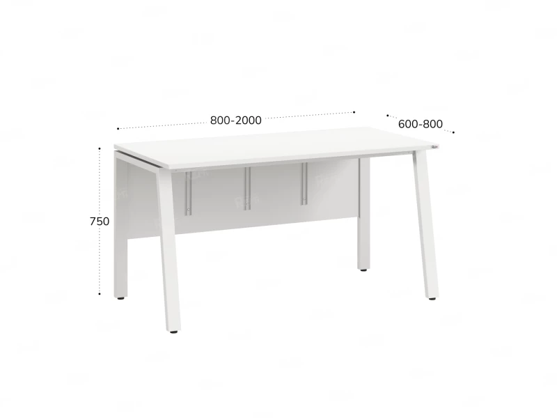 Стол прямой, Л-опора, экран ЛДСП,парящая стол-ца 800x800x750 RM009-8x8 Белый/Белый