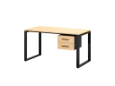 Стол прямой с подвесной тумбой 2 ящика, О-опора 2000x700x750 RM037-20x7 Вяз Швейцарский светлый/Черный