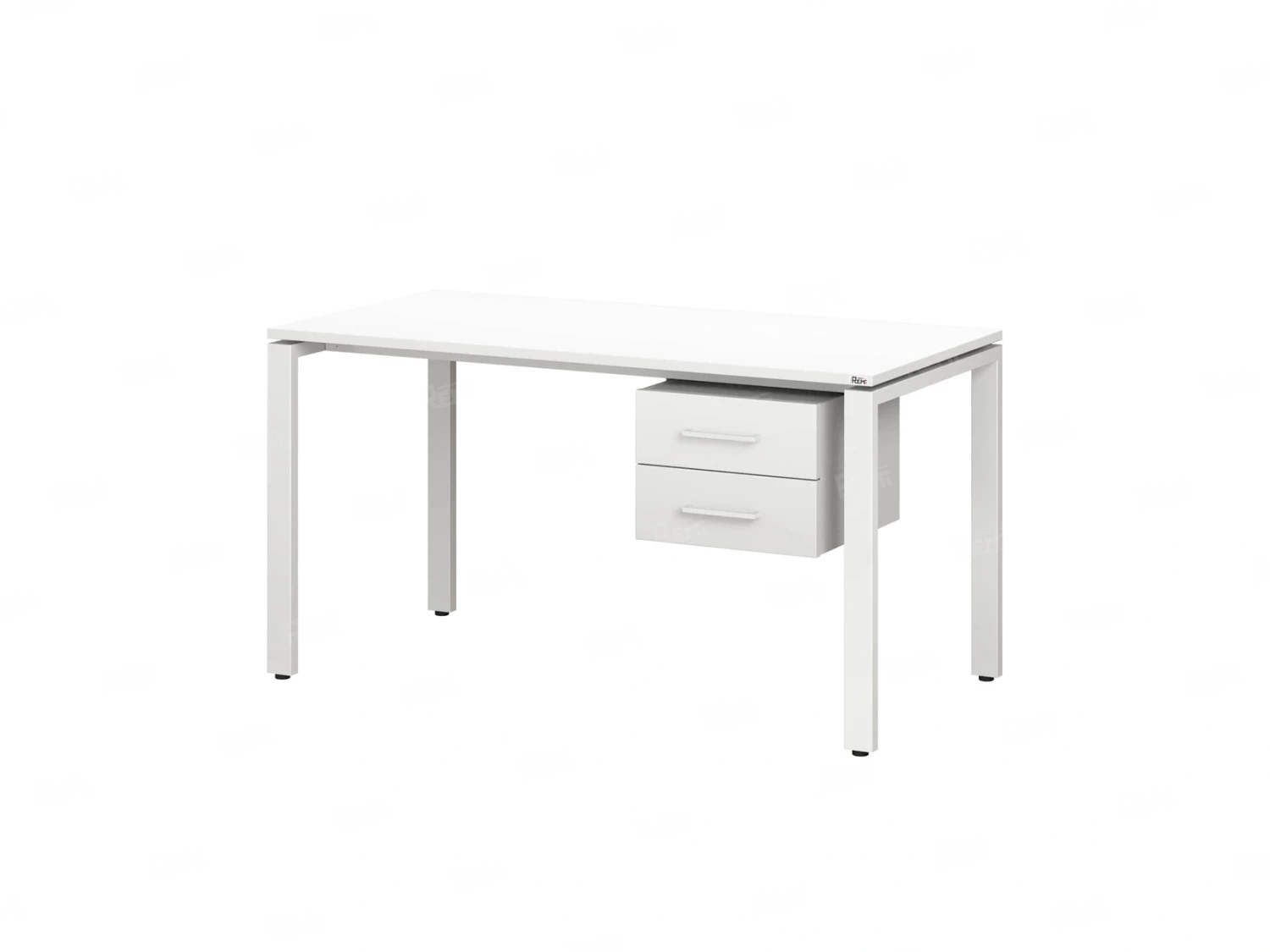 Стол прямой с подвесной тумбой 2 ящика, П-опора 2000x800x750 RM039-20x8 Белый/Белый