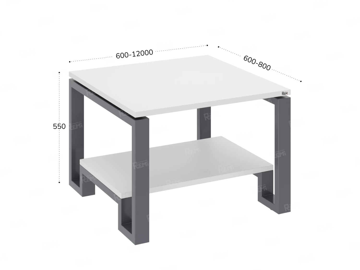Журнальный стол с полкой 800x700x550 RM181-8x7 Белый/Серый