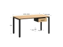 Стол прямой с подвесной тумбой, П-опора 1600x600x750 RM038-16x6 Вяз Швейцарский светлый/Черный