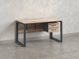 Стол прямой, подвесная тумба, ЛДСП экран, О-опора 2000x600x750 RM033-20x6 Дуб Маувелла/Серый