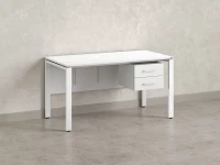 Стол прямой, подвесная тумба, ЛДСП экран, П-опора 2000x700x750 RM031-20x7 Белый/Белый