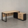 Стол прямой с тумбой R, ЛДСП экран, О-опора 1600x600x750 RM012R-16x6 Вяз Швейцарский светлый/Черный