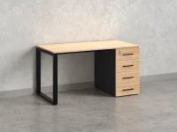 Стол прямой с тумбой на О-образных опоре, правый 1600x700x750 RM105-16x7 Вяз Швейцарский светлый/Черный