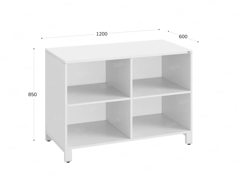 Стеллаж низкий, 4 ячейки 1200х600х850 RM145-12x6 Белый/Белый
