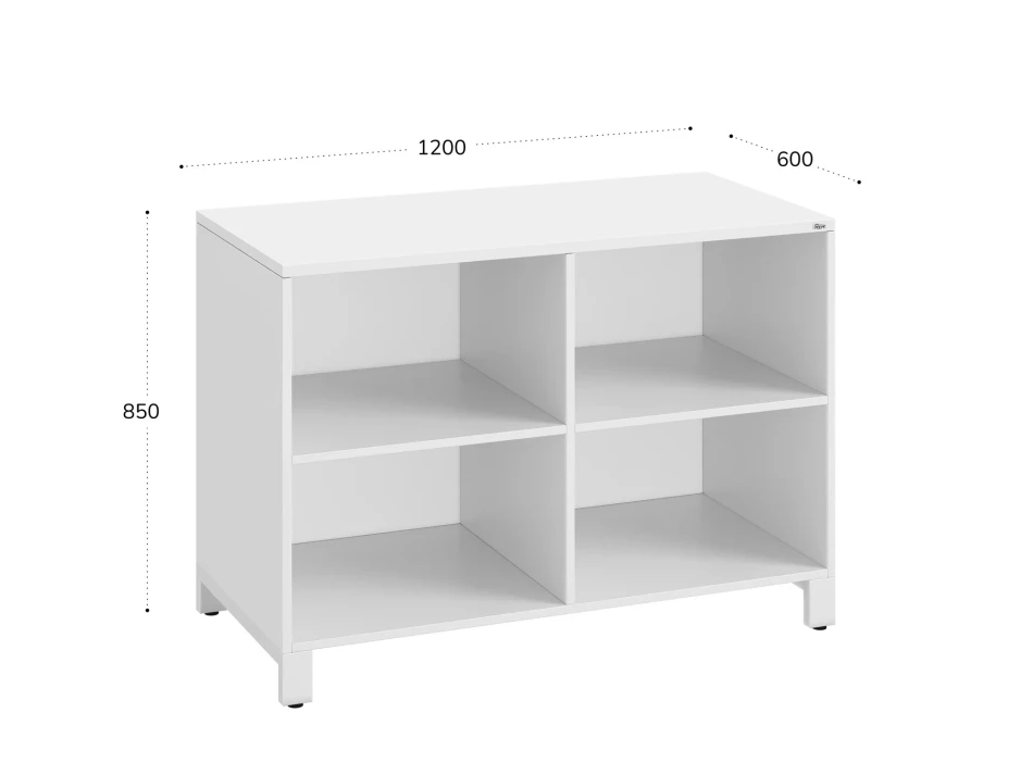 Стеллаж низкий, 4 ячейки 1200х600х850 RM145-12x6 Белый/Белый