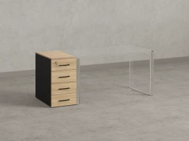 Тумба приставная, 4 ящика 400x600x750 RM121-40x60 Вяз Швейцарский светлый/Черный