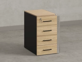 Тумба приставная, 4 ящика 400x600x750 RM121-40x60 Вяз Швейцарский светлый/Черный
