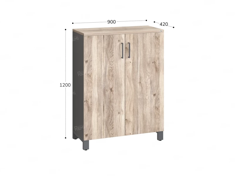 Шкаф распашной, 3 уровня 900x420x1200 RM149-90x42 Дуб Маувелла/Серый