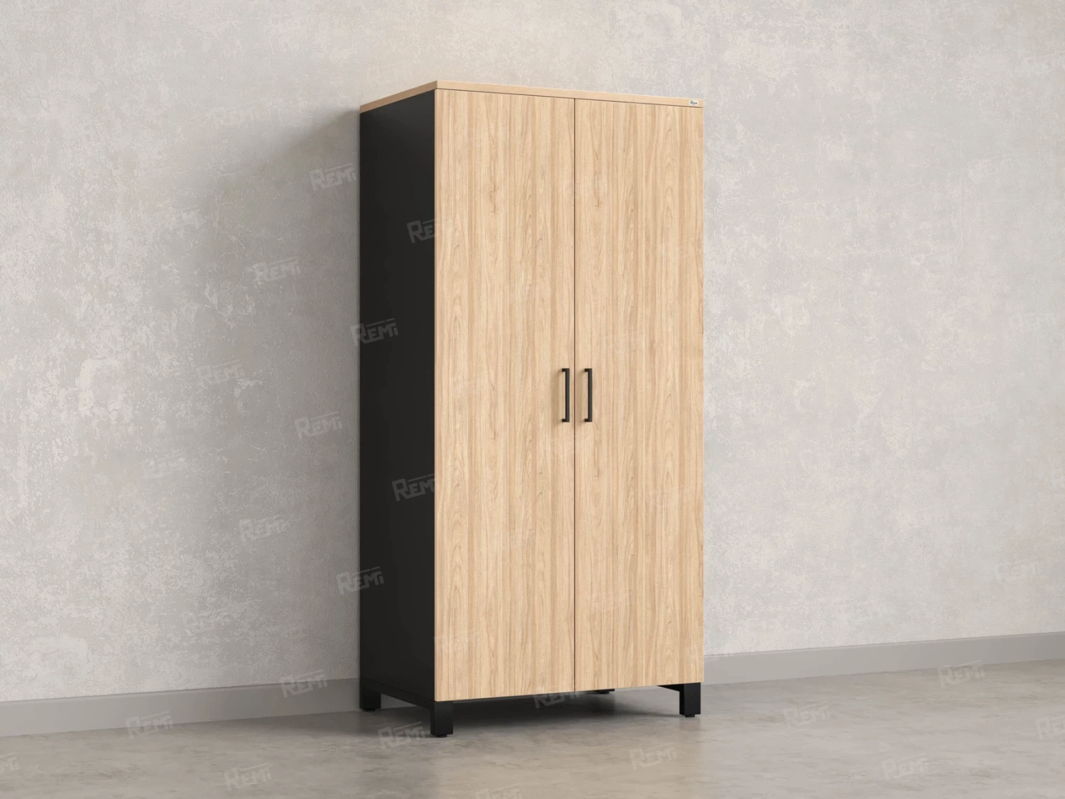 Гардероб, штанга, 1 полка 900x600x1900 RM158-90x60 Вяз Швейцарский светлый/Черный