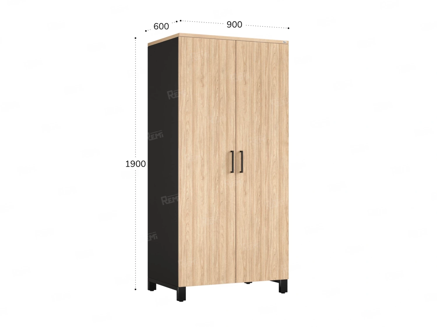 Гардероб, штанга, 1 полка 900x600x1900 RM158-90x60 Вяз Швейцарский светлый/Черный