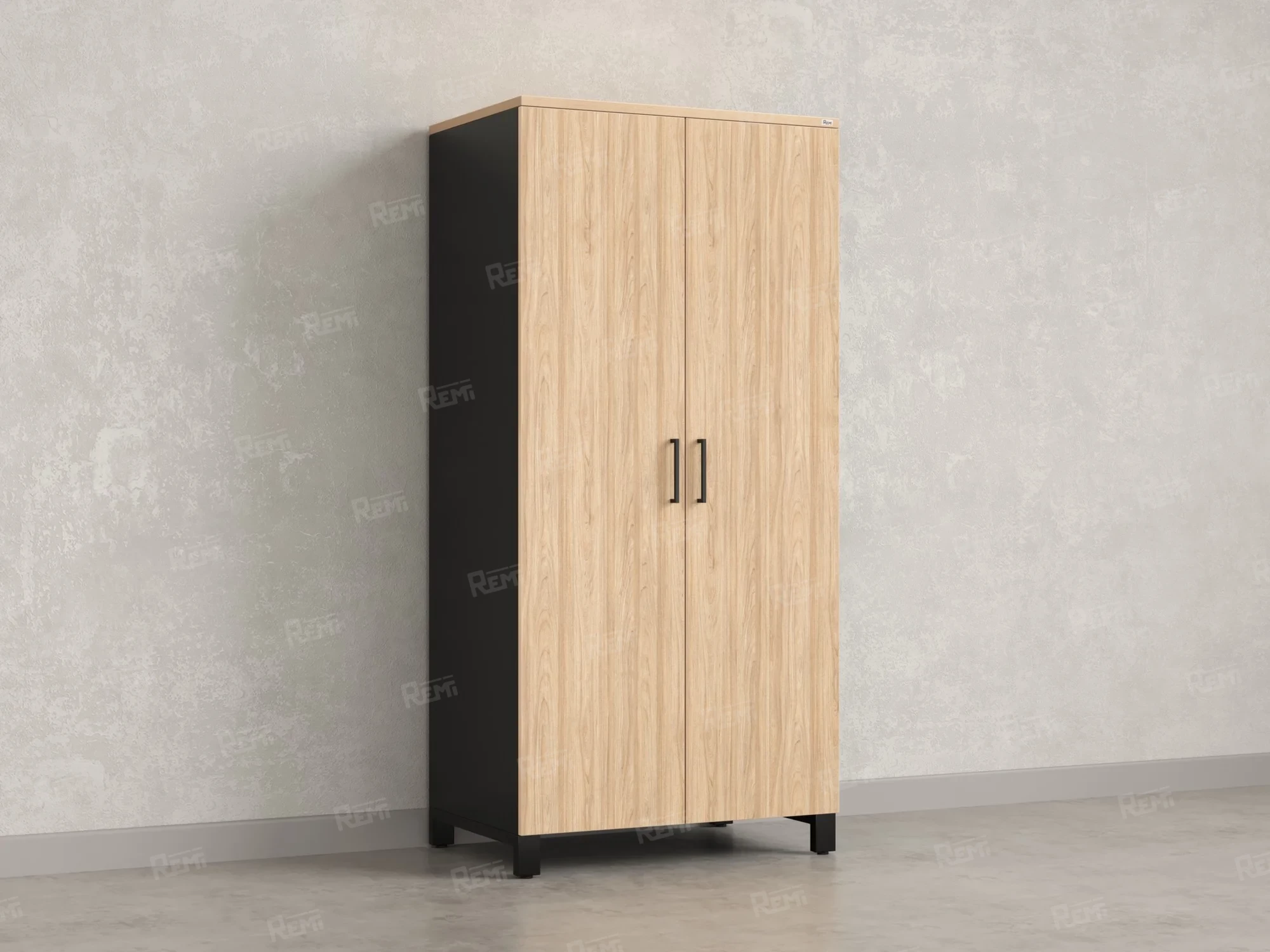 Гардероб, штанга, 1 полка 900x600x1900 RM158-90x60 Вяз Швейцарский светлый/Черный