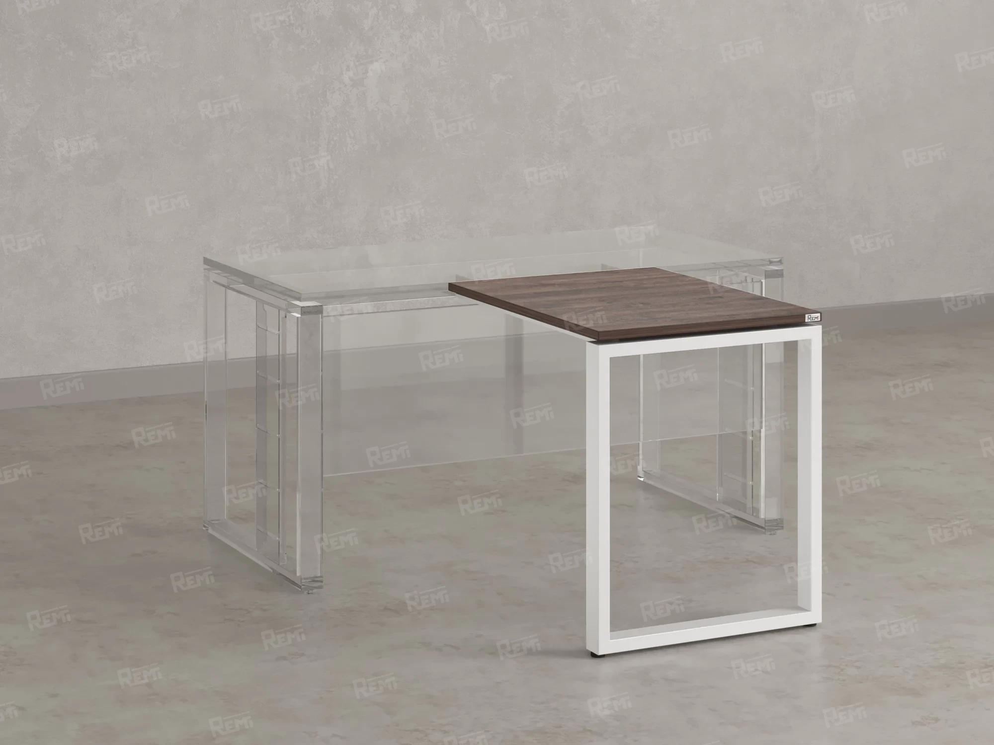 Брифинг прямой, с парящей столешнецей, на О-образном каркасе 1100x800x750 RM072-11x8 Дуб Апрельский шоколад/Белый