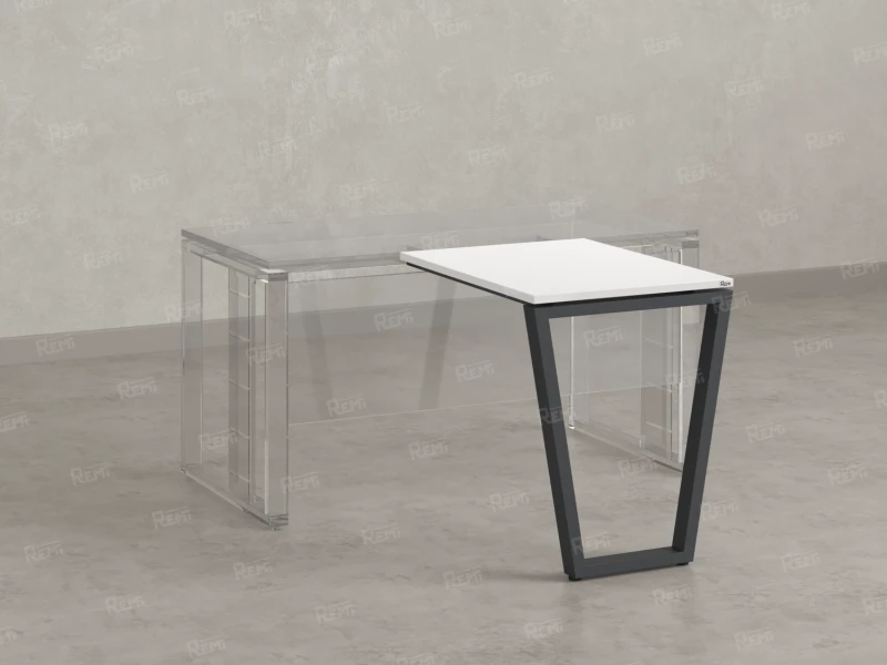 Брифинг прямой, с парящей столешнецей, на U-образном каркасе 1600x700x750 RM074-16x7 Белый/Серый