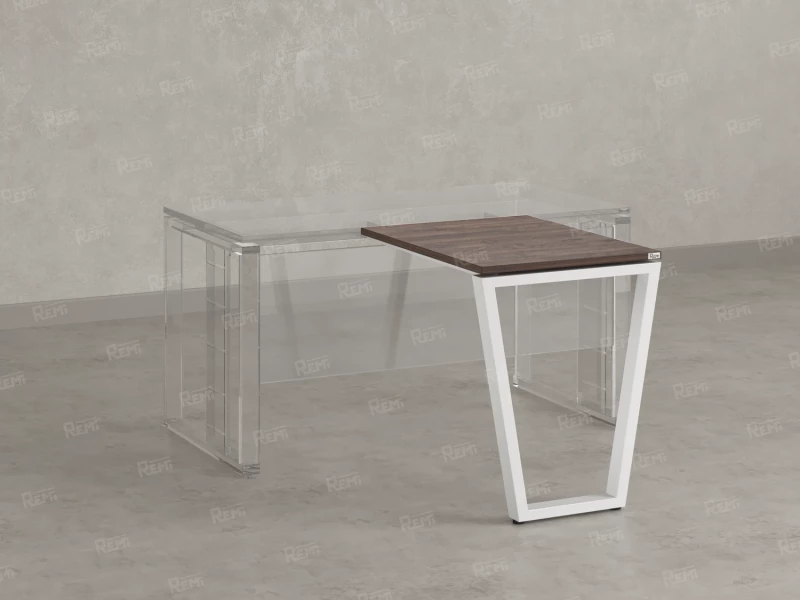 Брифинг прямой, с парящей столешнецей, на U-образном каркасе 1800x800x750 RM074-18x8 Дуб Апрельский шоколад/Белый