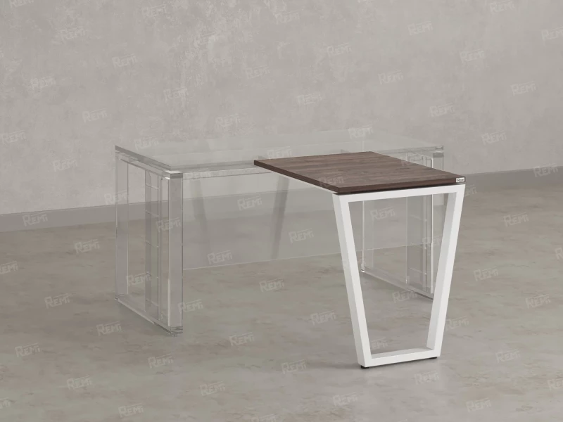 Брифинг прямой, с парящей столешнецей, на U-образном каркасе 1800x800x750 RM074-18x8 Дуб Апрельский шоколад/Белый