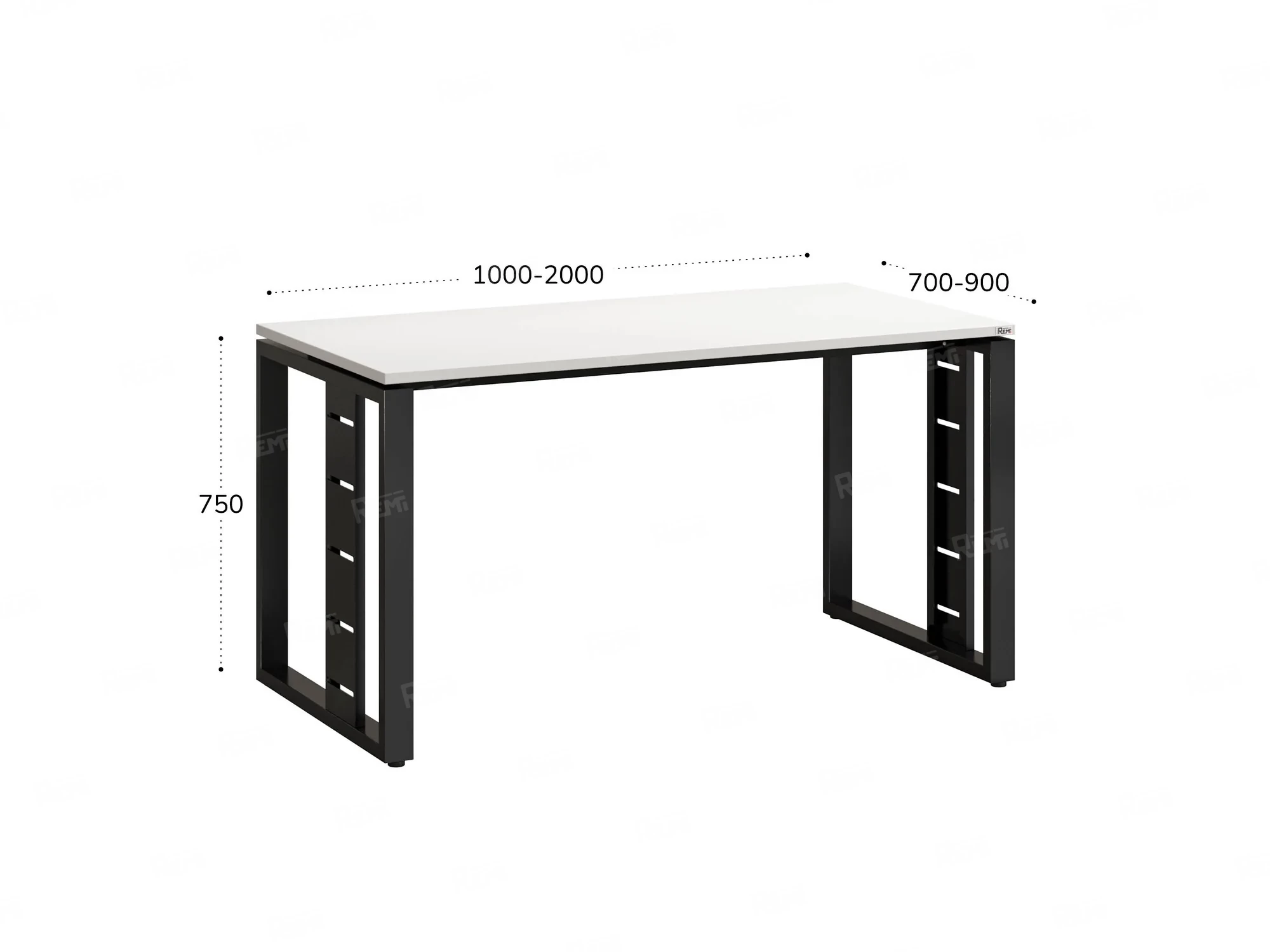 Стол прямой на О-образных опорах 1200x800x750 RM040-12x8 Белый/Черный