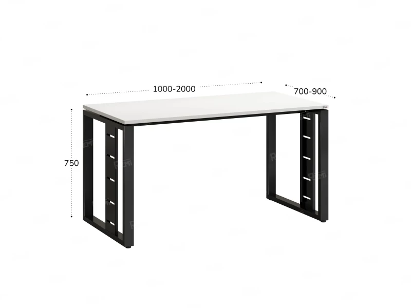 Стол прямой на О-образных опорах 1200x800x750 RM040-12x8 Белый/Черный