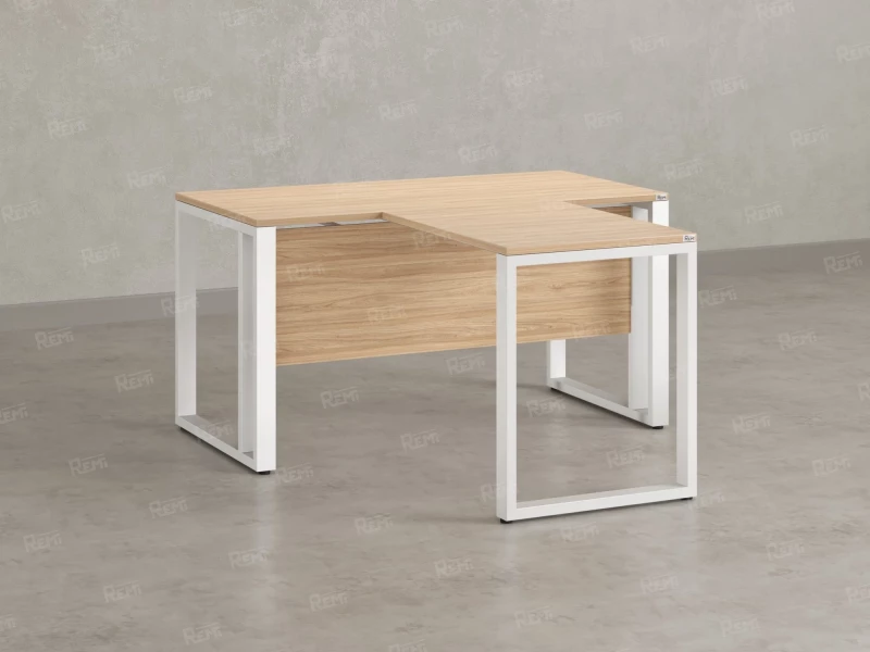 Стол с брифингом на О-образных опорах с экраном ЛДСП RM046-18x9 1800x2700x750 Вяз Швейцарский светлый/Белый