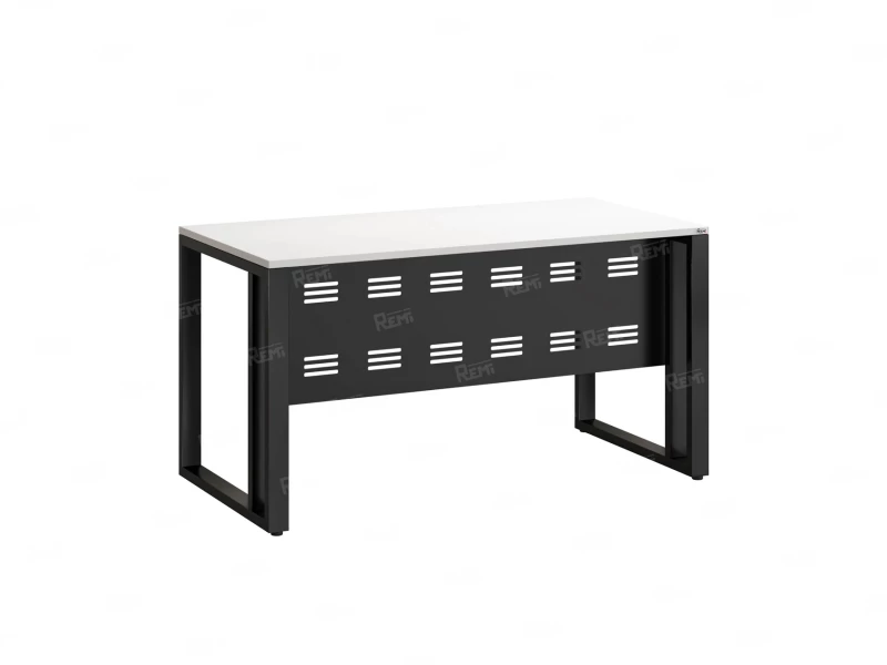 Стол прямой на О-образных опорах с металлическим экраном 1400x900x750 RM042-14x9 Белый/Черный