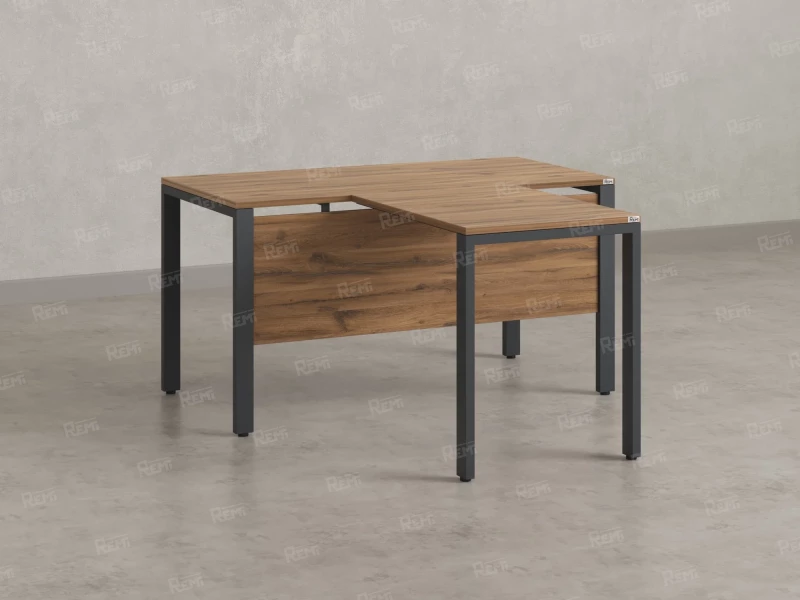 Стол с брифингом на П-образных опорах с экраном ЛДСП RM044-16x7 1600x2300x750 Дуб Юстус/Серый