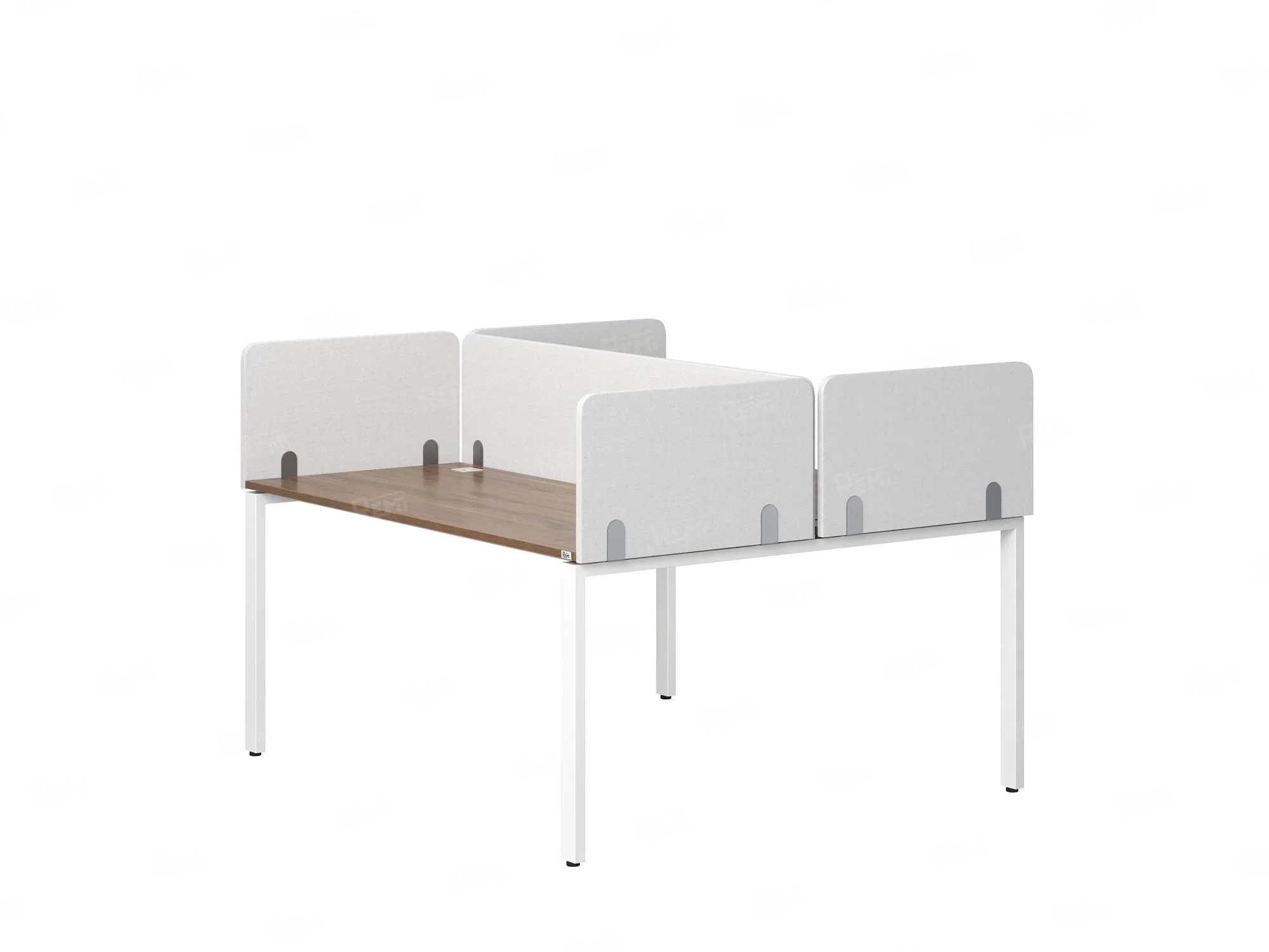 Бенч-система, 2 рабочих места, на П-образных опорах, 5 тканевых экрана 1600x1400x750 RM165-3-16x14 Дуб Юстус/Белый