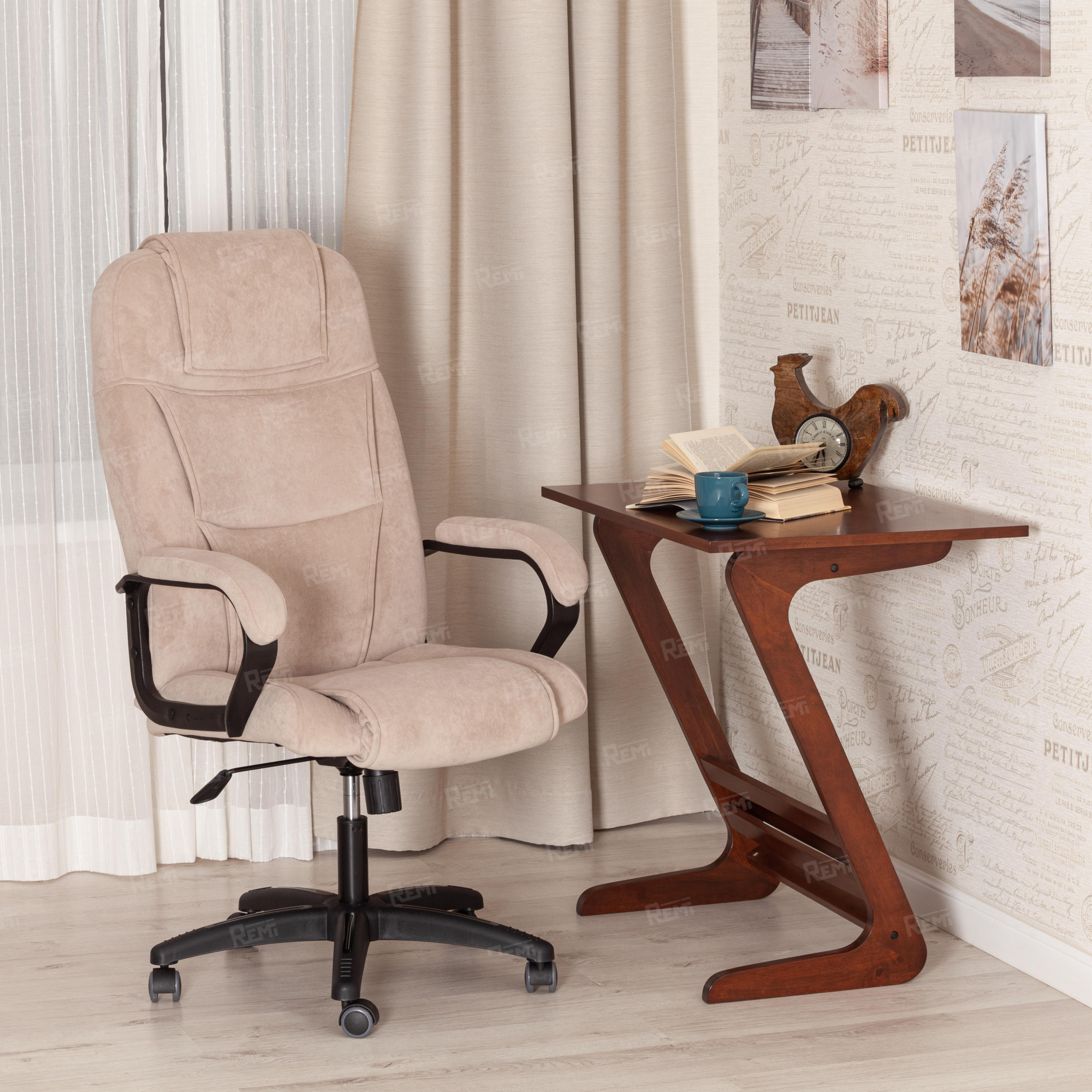 Кресло BERGAMO Бежевый/Бежевый, Флок (арт. 19359)