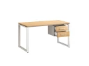 Стол прямой с подвесной тумбой 2 ящика, О-опора 1800x600x750 RM037-18x6 Вяз Швейцарский светлый/Белый