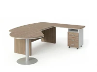 BRL RB073-255x200R Стол рук-ля R угловой с брифингом и тумбой 3 ящика 2550х2000х760 Шорвуд/Белый