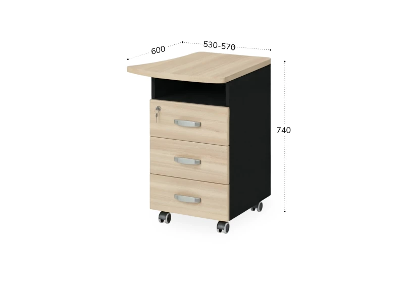 BRL RB085-53х60R Тумба приставная правая 530х600х740 Акация/Черный