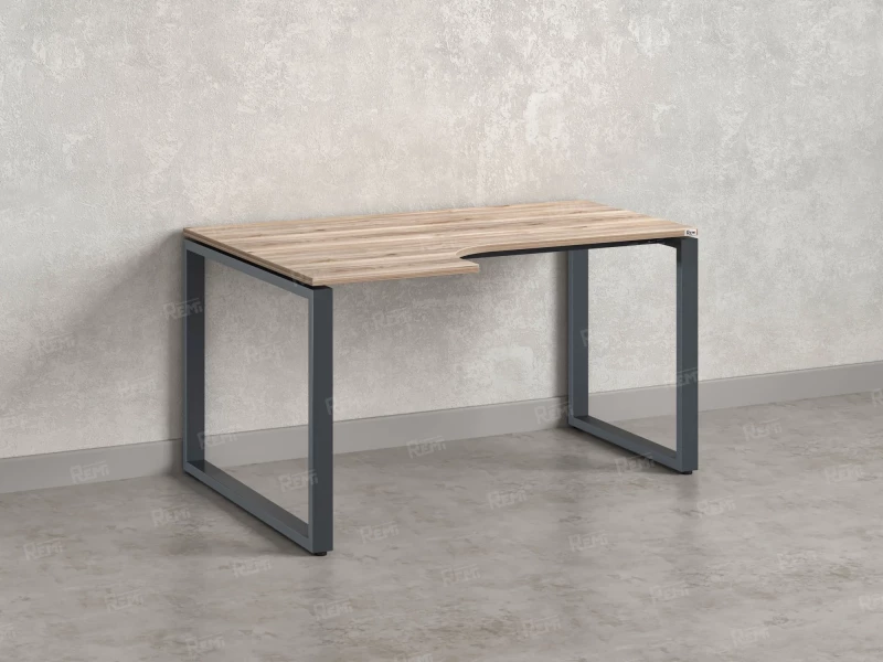 Стол угловой, О-опора, левый 1800x600/900x750, RM055-18x6-9 Дуб Маувелла/Серый