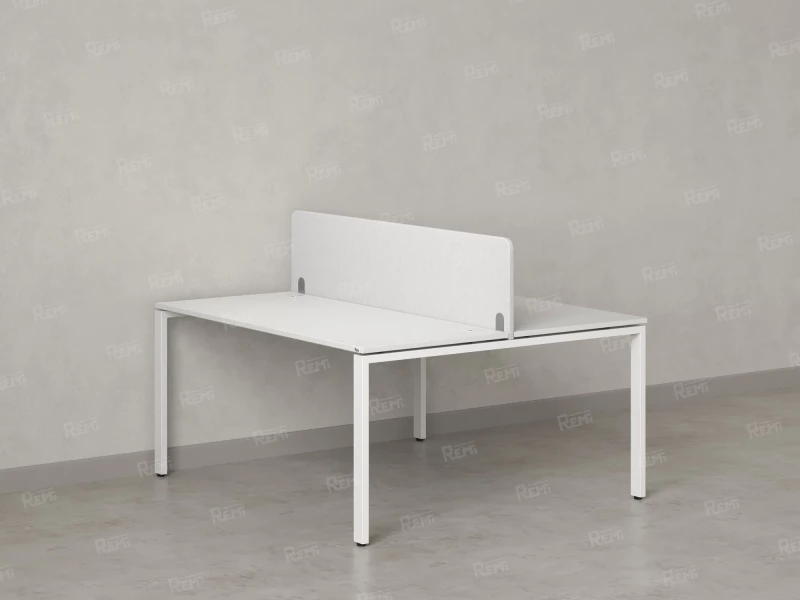 Бенч-система, 2 рабочих места, с одним тканевым экраном 1000x1600x750 RM165-1-10x16 Белый/Белый