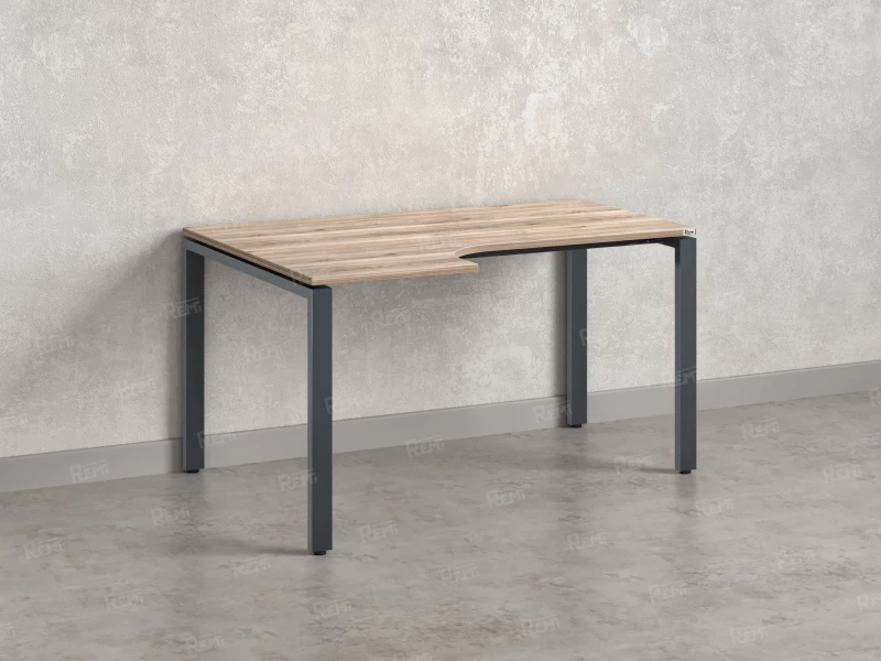 Стол угловой, П-опора, левый 1600x600/900x750, RM053-16x6-9 Дуб Маувелла/Серый