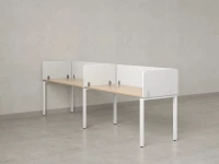 Бенч-система в 1 ряд, 2 рабочих места 5 тканевых экранов 2400x700x750 RM167-1-24x7 Вяз Швейцарский светлый/Белый