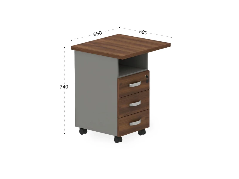 BRL RB092-45х58L Тумба приставная левая 650х580х740 Орех Вармия/Серый вулканический
