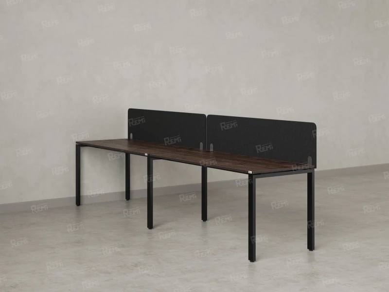 Бенч-система в 1 ряд, 2 рабочих места 2 тканевых экранов 2700x700x750 RM167-3-27x7 Дуб Апрельский шоколад/Черный