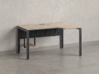 Стол угловой, экран металл, П-опора, правый 1600x600/900x750, RM058-16x6-9 Дуб Маувелла/Серый