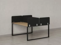 Бенч-система, 2 рабочих места, 5 тканевых экранов 1000x1200x750 RM169-3-10x12 Вяз Швейцарский светлый/Черный