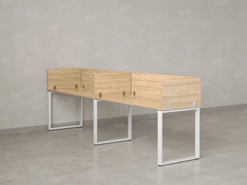 Бенч-система в 1 ряд, 2 рабочих места 5 ЛДСП экранов 3200x600x750 RM168-2-32x6 Вяз Швейцарский светлый/Белый