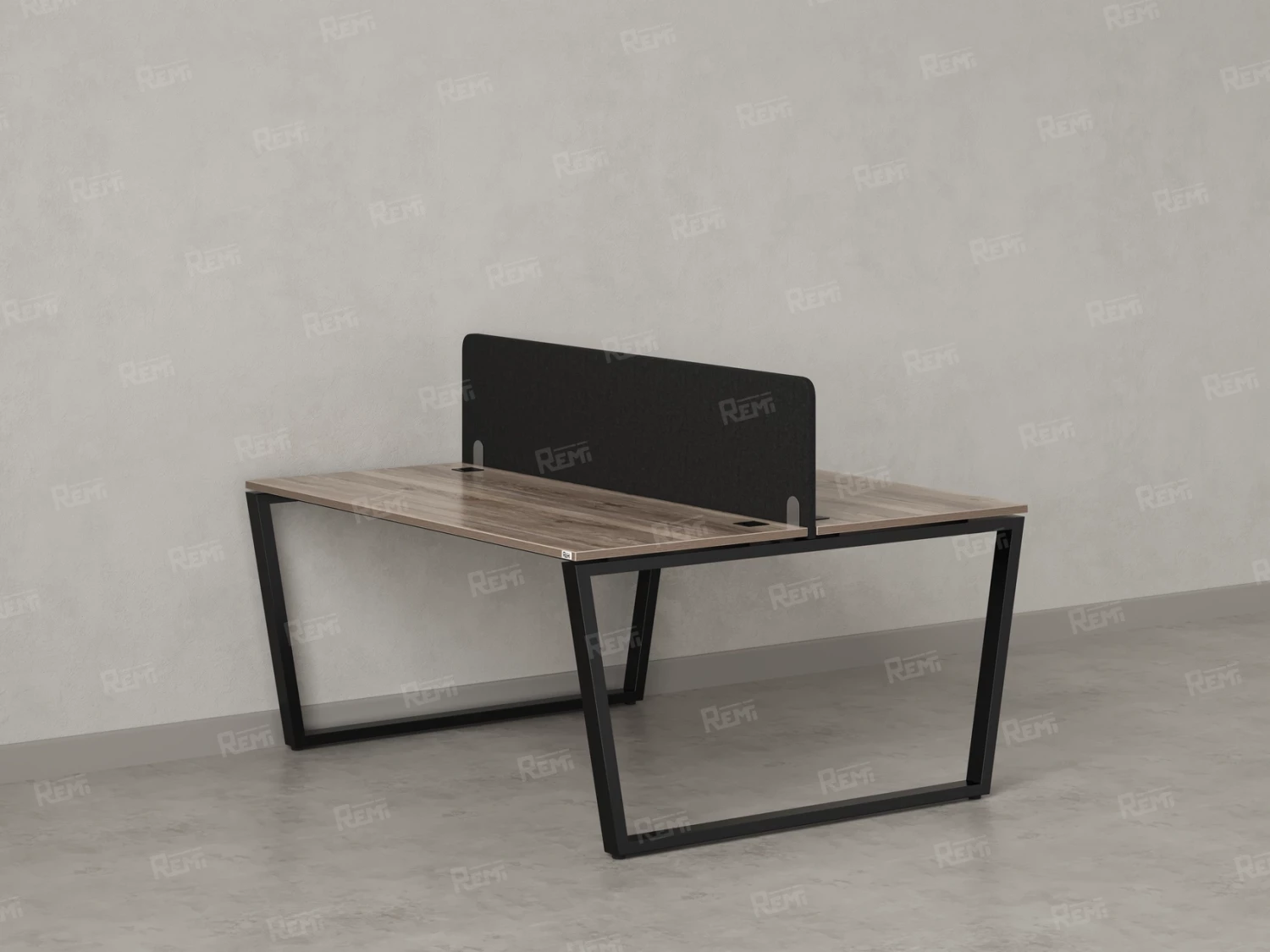 Бенч-система, 2 рабочих места, с одним тканевым экраном 1200x1200x750 RM172-1-12x12 Дуб Маувелла/Черный