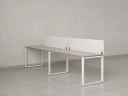 Бенч-система в 1 ряд, 2 рабочих места 2 тканевых экранов 2700x700x750 RM168-3-27x7 Дуб Маувелла/Белый