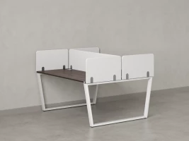 Бенч-система, 2 рабочих места, 5 тканевых экранов 1000x1200x750 RM172-3-10x12 Дуб Апрельский шоколад/Белый