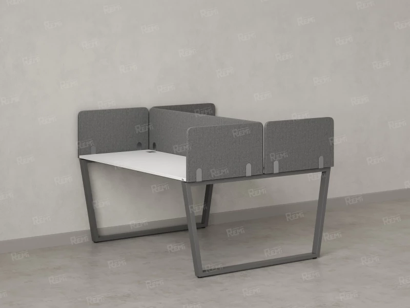 Бенч-система, 2 рабочих места, 5 тканевых экранов 1400x1400x750 RM172-3-14x14 Белый/Серый