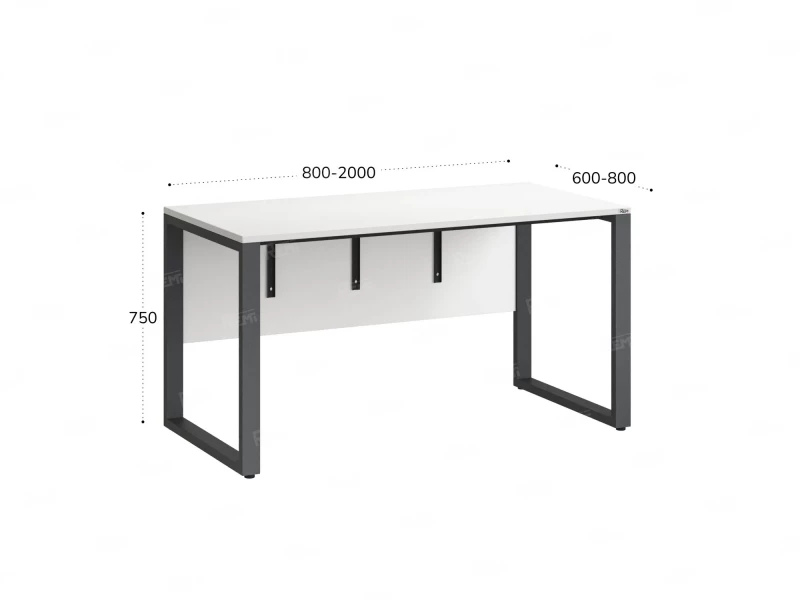 Стол прямой на О-образных опорах, экран ЛДСП 1200x600x750 RM006-12x6 Белый/Серый