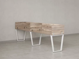 Бенч-система в 1 ряд, 2 рабочих места 5 ЛДСП экранов 2000x800x750 RM174-2-20x8 Дуб Маувелла/Белый