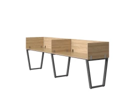 Бенч-система в 1 ряд, 2 рабочих места 5 ЛДСП экранов 3200x600x750 RM174-2-32x6 Вяз Швейцарский светлый/Серый